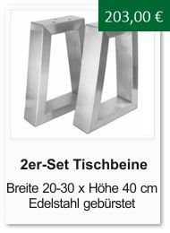 Tischgestell f�r einen Couchtisch aus Edelstahl Trapezform